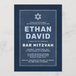 Convites Estrela branca azul moderna de David bar mitzvah