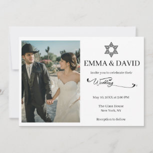 Convites Estrela de Davi Casamento Judaico Minimalista Mode