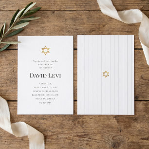 Convites Estrela de Davi Dourada Elegante Minimalista Bar M