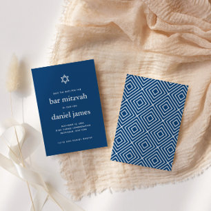 Convites Estrela de Davi Moderno Mitzvah Save the Date Pequ