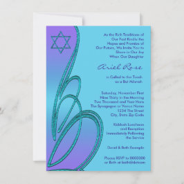 Convites Estrela de Davi Roxo Turquesa Bat Mitzvah