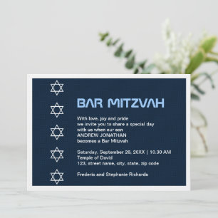Convites Estrela de David Pattern Bar Mitzvah