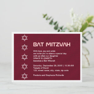 Convites Estrela de David Pattern Bat Mitzvah