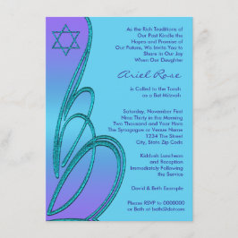 Convites Estrela de David Roxo Azul Turquesa Bat Mitzvah