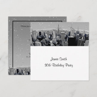 Convites Estrela de NYC Gravada Fisheye Cinza Skyline Anive