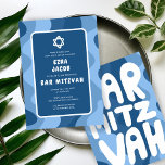 Convites Estrela de Ondas Azuis Groovy do Bar Personalizado<br><div class="desc">Cartão perfeito para anunciar um morcego mitzvah, bar mitzvah ou outra celebração judaica! Mão fez arte para você com a letra no lado de trás! TOTALMENTE PERSONALIZÁVEL! Clique em "Personalizar" acima para editar o texto. Clique em "editar usando a ferramenta design" para ajustar as fontes, cores e posicionamentos e para...</div>