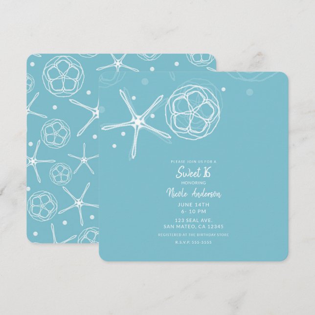 Convites Estrela de Pérola Branca Festa de 16 Anos (Frente/Verso)