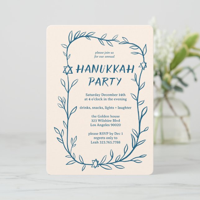 Convites Estrela Delicada do Partido Hanukkah (Em pé/Frente)