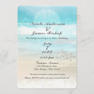 Convites Estrela-do-Mar Branca da Praia Casamento de Verão