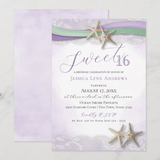 Convites Estrela do Mar e Renda Sweet 16