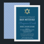 Convites ESTRELA Dourada do bar DAVID mitzvah azul moderno<br><div class="desc">*** NOTA - A CRUZ DO EFEITO DA FOLHA DE OURO É UMA IMAGEM IMPRESSA *** Um design elegante e sofisticado com detalhes da espiral para o BAR/CONVITE MITZVAH do seu filho. Uau seus amigos e família com este pequeno número;D Configuração como modelo é simples para você adicionar seus próprios...</div>