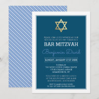 ESTRELA Dourada do bar DAVID mitzvah azul moderno