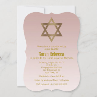 Convites Estrela Dourada Elegante de David Bat Mitzvah