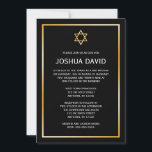 Convites Estrela Dourada Negra de David Bar Mitzvah<br><div class="desc">Um clássico Bar Mitzvah convite com uma estrela de David design em ouro falso e preto. Convidado moderno e formal que é facilmente personalizado para seu evento. Designs são ilustrações/gráficos impressos planos - NÃO FOIL DE OURO REAL.</div>