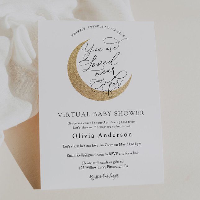Convites Estrela e Lua de Twinkle do Chá de fraldas Virtual (Criador carregado)