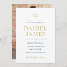Convites Estrela Elegante, Foto no verso, Bar Mitzvah