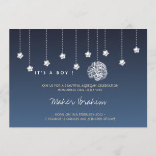 Convites Estrela islâmica do céu nocturno do bebê de Aqi