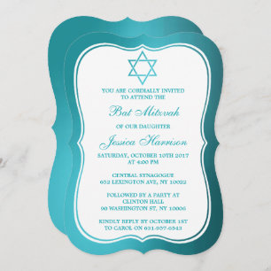 Convites Estrela Judaica Metálica De David Bat Mitzvah