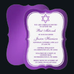Convites Estrela Judaica Roxa Metálica De David Bat Mitzvah<br><div class="desc">Estes convites podem ser personalizados para qualquer evento judeu sagrado, incluindo o Bar Mitzvah, Bat Mitzvah, Confirmação, Casamento, etc. Adicione seu texto personalizado usando a seção "Editar este modelo de design" ou clique no botão azul "Personalizá-lo" para alterar o estilo e a cor da fonte ou para adicionar uma foto...</div>