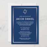 Convites Estrela marinho Azul e Prata do Bar David Mitzvah<br><div class="desc">Um clássico Bar azul e prata Mitzvah convite com uma estrela de David. Design moderno e formal. Personalize facilmente o seu evento! Designs são ilustrações/gráficos impressos planos - NÃO FOIL DE PRATA REAL.</div>