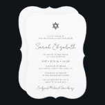 Convites Estrela Minimalista do Bat Moderno Mitzvah de Davi<br><div class="desc">Design é composto por tipografia sans serif e por tipografia cursiva de escrita lúdica sobre um fundo simples. Disponível aqui: http://www.zazzle.com/store/selectpartysupplies</div>