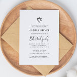 Convites Estrela na moda de David White Bat Mitzvah<br><div class="desc">Comemore o Bar Mitzvah com este convite moderno e elegante,  com seu texto personalizado. Adicione facilmente seus próprios detalhes clicando na opção "personalizar".</div>