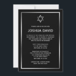 Convites Estrela Negra de Prata de David Bar Mitzvah - Conv<br><div class="desc">Um clássico Bar Mitzvah convite com uma Estrela de David design em prata e preto. Moderno e formal — personalize facilmente seu evento! Designs são ilustrações/gráficos impressos planos - NÃO FOIL DE PRATA REAL.</div>