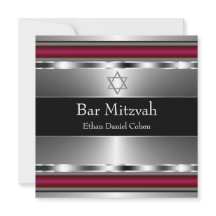 Estrela Negra Vermelha de Davi Bar Mitzvah