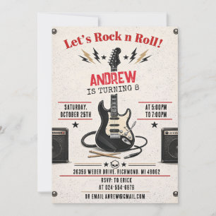 Convites Estrela Pessoal do Rock n Roll de Aniversário