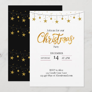 Convites Estrela Preta de Natal e Motivo de Enfeite