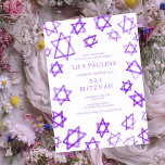 Convites Estrela Púrpura de Watercolor de David Bat Mitzvah<br><div class="desc">Um cartão perfeito para anunciar um morcego mitzvah, bar mitzvah ou outra celebração judaica! A mão fez a aquarela arte para você na frente e atrás! TOTALMENTE PERSONALIZÁVEL! Clique em "Personalizar" acima para editar o texto. Clique em "editar usando a ferramenta design" para ajustar as fontes, as cores e os...</div>