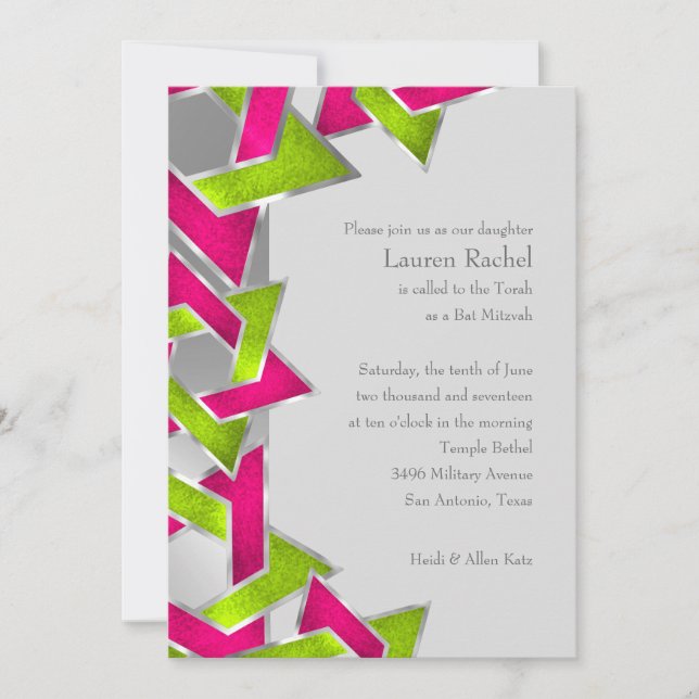 Convites Estrela rosa de Limão Bat Mitzvah de David Qualque (Frente)