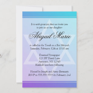 Convites Estrela Roxa de David Bat Mitzvah