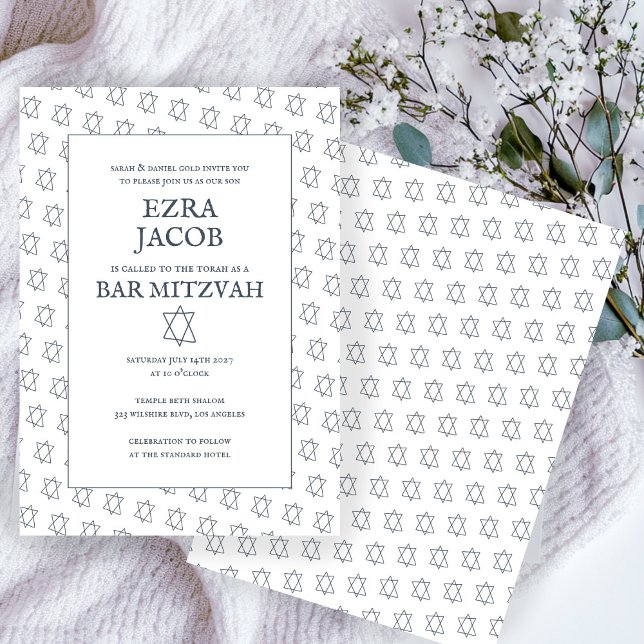 Convites Estrela Simples de David Personalizado B'nai Bat B (Simple Star of David Custom B'nai Bat Bar Mitzvah Invitation
)