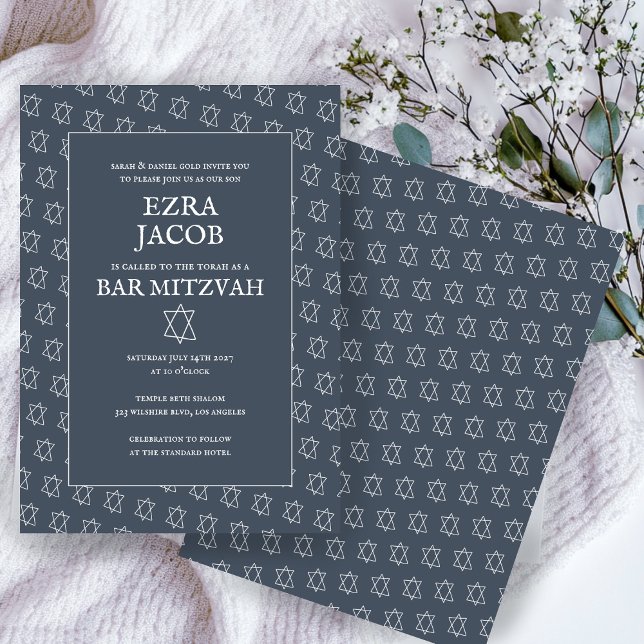 Convites Estrela Simples de David Personalizado B'nai Bat B (Simple Star of David Custom B'nai Bat Bar Mitzvah Invitation
)