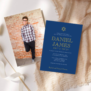 Convites Estrela Simplesmente Elegante, Bar Mitzvah com Fot
