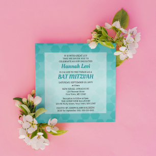 Convites Estrela Teal de David Bat Mitzvah
