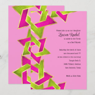 Convites Estrela Verde Rosa Bat Mitzvah de David Invitat