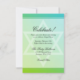 Convites Estrela Verde Teal da Recepção David Bat Mitzvah
