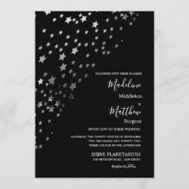 Convites Estrelas Astral Prata Noite de Casamento Preto