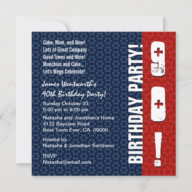 Convites estrelas azuis brancas vermelhas modernas W302 do (Frente)