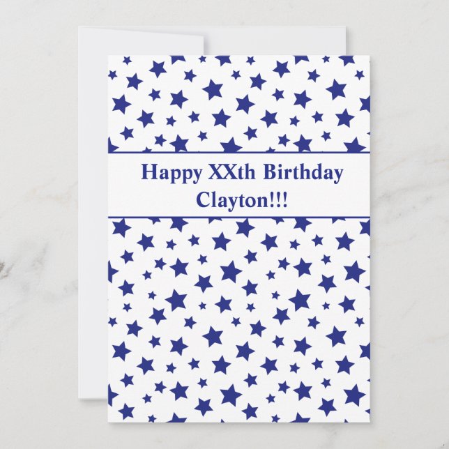 Convites Estrelas Azuis com Festa de aniversário de Mensage (Frente)