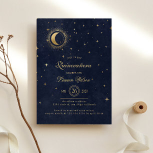 Convites Estrelas Azuis da Meia-Noite Celestiais Quinceaner