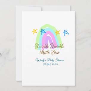 Convites Estrelas bebê brilho brilho arco-íris retrô sh