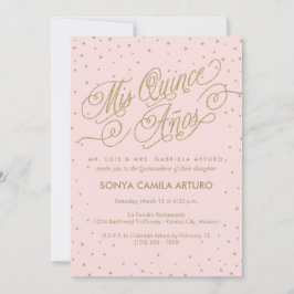 Convites Estrelas bonito rosa e Douradas Quinceañera 15 Ani