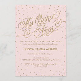 Convites Estrelas bonito rosa e Douradas Quinceañera 15 Ani