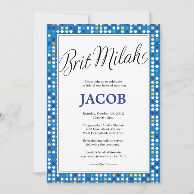 Convites Estrelas Brilhantes/Convite para Circuncisão (Frente)