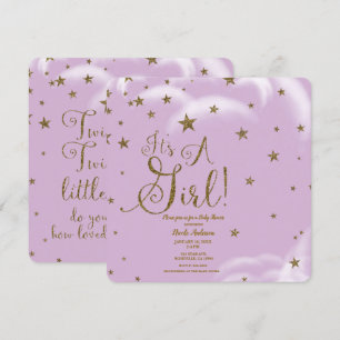 Convites Estrelas Brilhantes Dourado Roxo É Uma Menina Chá 
