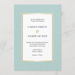 Convites Estrelas brilhantes Pastel Mint Casamento Dourado