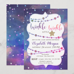 Convites Estrelas Brilhantes Tinta Espalhada Baby Shower